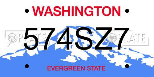 574SZ7 Washington License Plate