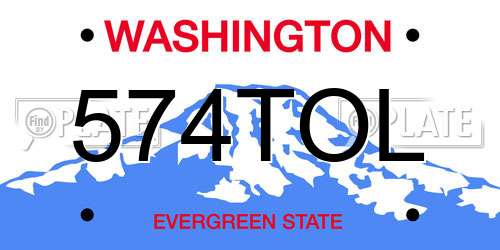 574TOL Washington License Plate