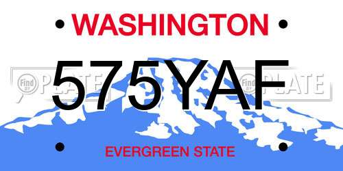 575YAF Washington License Plate