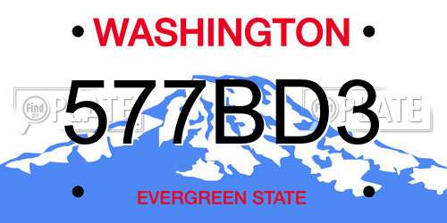 577BD3 Washington License Plate