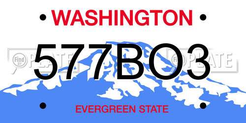577BO3 Washington License Plate