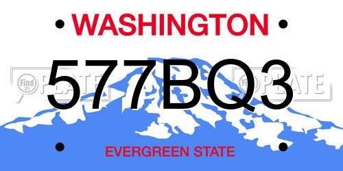 577BQ3 Washington License Plate