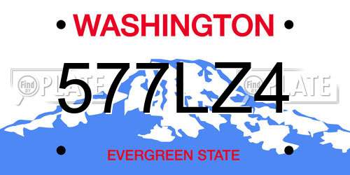 577LZ4 Washington License Plate