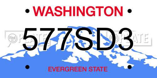 577SD3 Washington License Plate