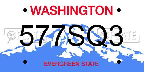 577SQ3 Washington License Plate