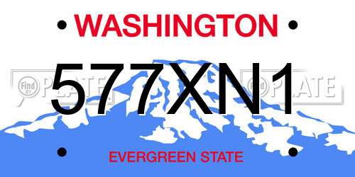 577XN1 Washington License Plate