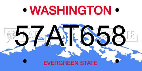 57AT658 Washington License Plate