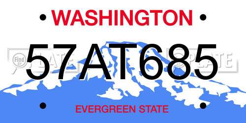 57AT685 Washington License Plate