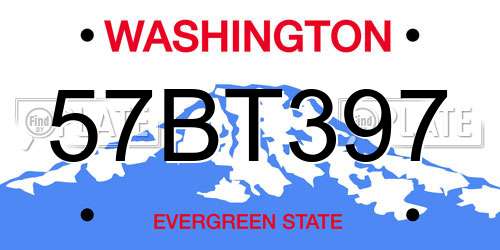 57BT397 Washington License Plate
