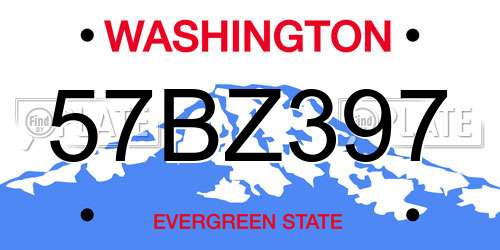 57BZ397 Washington License Plate