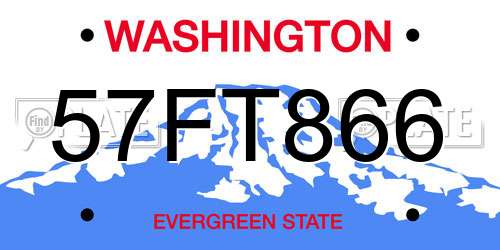 57FT866 Washington License Plate