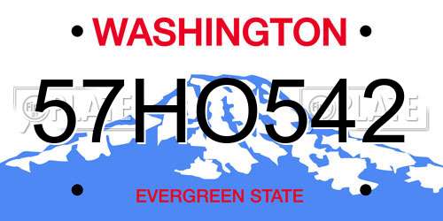 57HO542 Washington License Plate