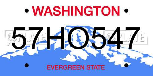 57HO547 Washington License Plate
