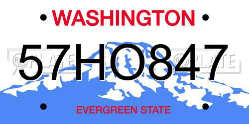 57HO847 Washington License Plate