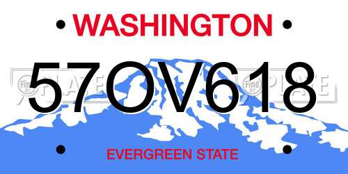 57OV618 Washington License Plate