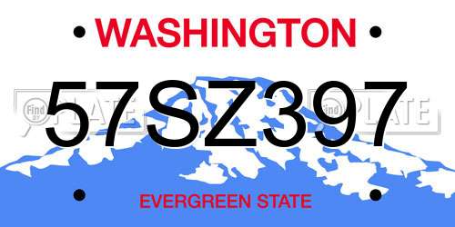 57SZ397 Washington License Plate