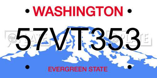 57VT353 Washington License Plate