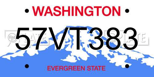 57VT383 Washington License Plate