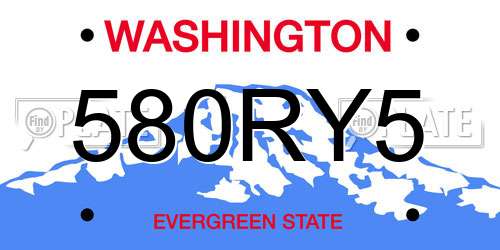 580RY5 Washington License Plate