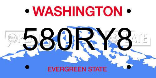 580RY8 Washington License Plate