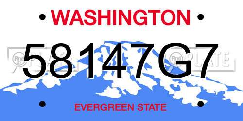 58147G7 Washington License Plate