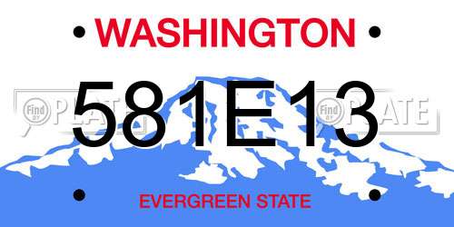 581E13 Washington License Plate