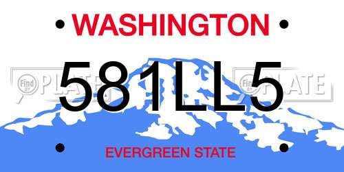 581LL5 Washington License Plate