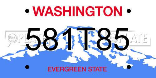 581T85 Washington License Plate