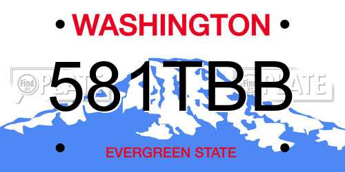 581TBB Washington License Plate