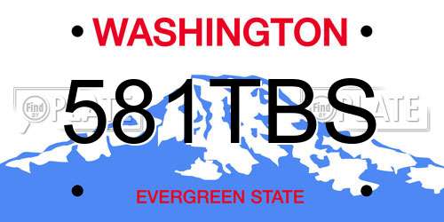 581TBS Washington License Plate