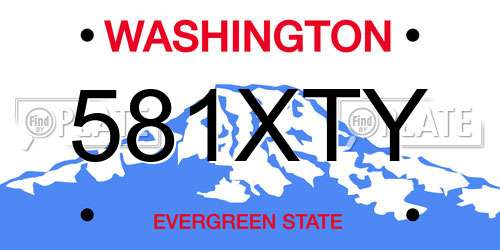 581XTY Washington License Plate