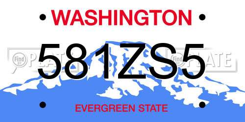 581ZS5 Washington License Plate