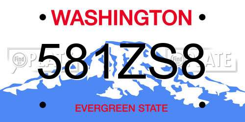 581ZS8 Washington License Plate