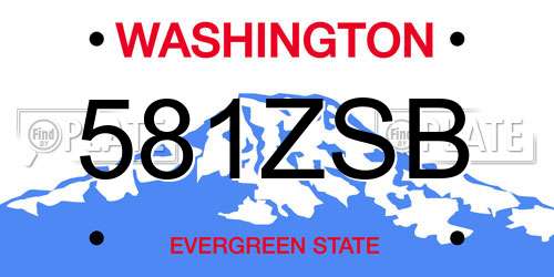 581ZSB Washington License Plate