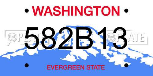 582B13 Washington License Plate