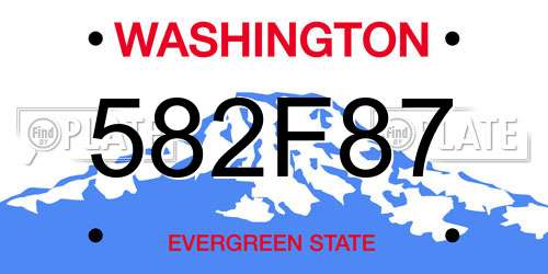 582F87 Washington License Plate
