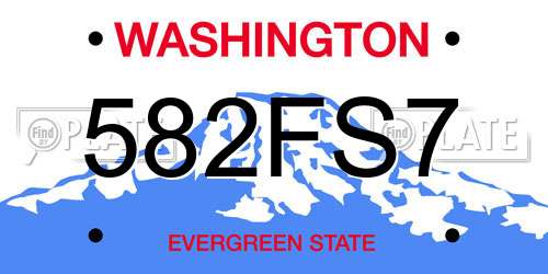 582FS7 Washington License Plate
