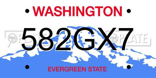 582GX7 Washington License Plate