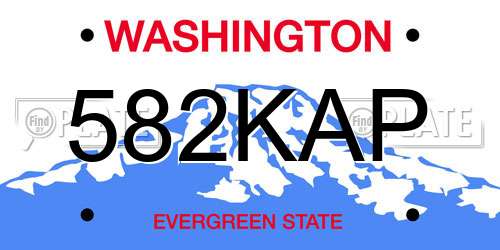 582KAP Washington License Plate