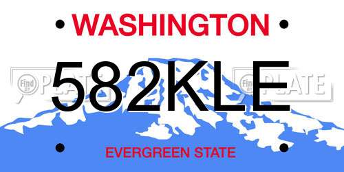 582KLE Washington License Plate