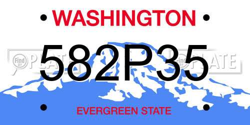 582P35 Washington License Plate