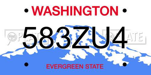 583ZU4 Washington License Plate