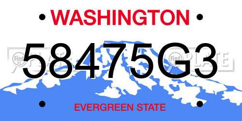58475G3 Washington License Plate