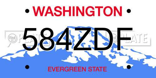 584ZDF Washington License Plate