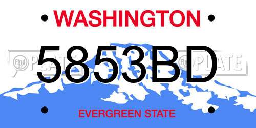 5853BD Washington License Plate
