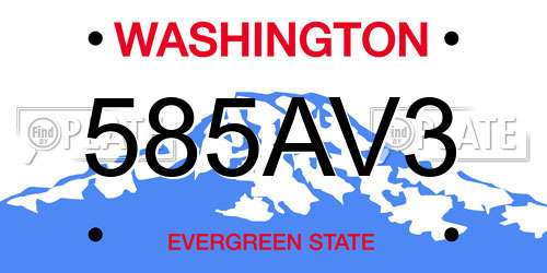 585AV3 Washington License Plate