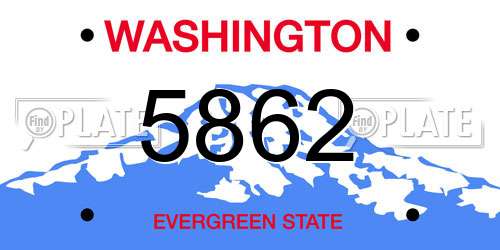 5862 Washington License Plate