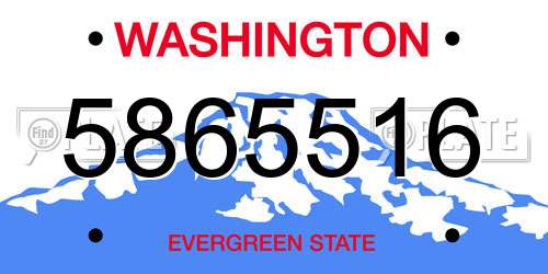 5865516 Washington License Plate