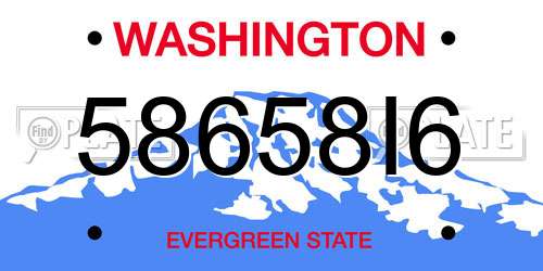 58658I6 Washington License Plate