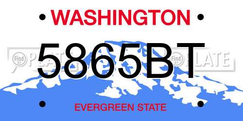 5865BT Washington License Plate